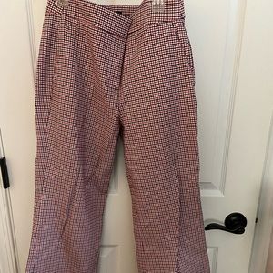 JCrew Red, Blue, and White Plaid Wide Leg Cropped Pants